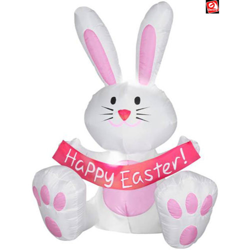 Gemmy Industries 3 1/2' Gemmy Airblown Inflatable Easter Bunny W/ Pink Belly Wayfair Canada